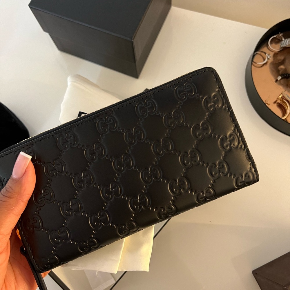Gucci Black Logo Embossed Clutch